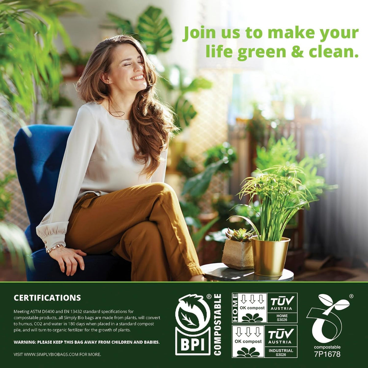 55 Gallon Compostable Trash Bags Flat (12 Count)