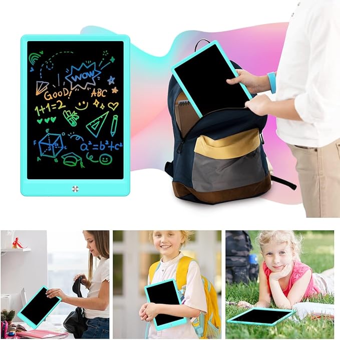 LCD Writing Tablet Doodle Board, Colorful Drawing Pad, Electronic Drawing Tablet, Drawing Pads,Travel Gifts for Kids Ages 3 4 5 6 7 8 Year Old Girls Boys (10.5 inch, Blue&Pink)