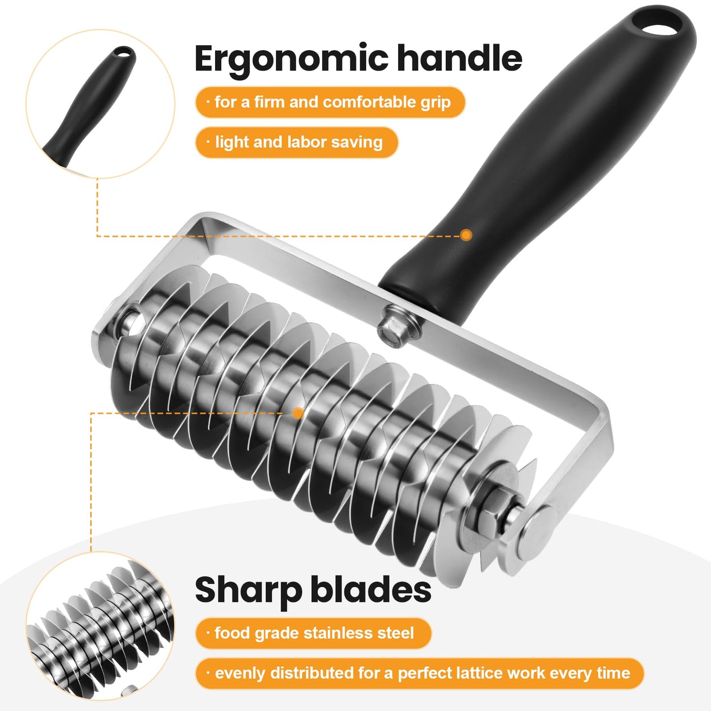 Ecavria Pastry Lattice Roller Cutter, Premium Stainless Steel Lattice Dough Cutter, Professional Pastry Cutting Tool for Beef Wellington Pie Bread Cookie Pizza