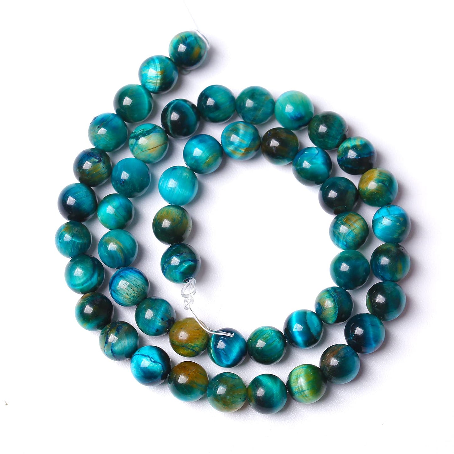 10mm 38pcs Natural Blue Tiger Eye Stone Beads Round Loose Beads for Jewelry Making DIY Bracelet Necklace Accessories 15"