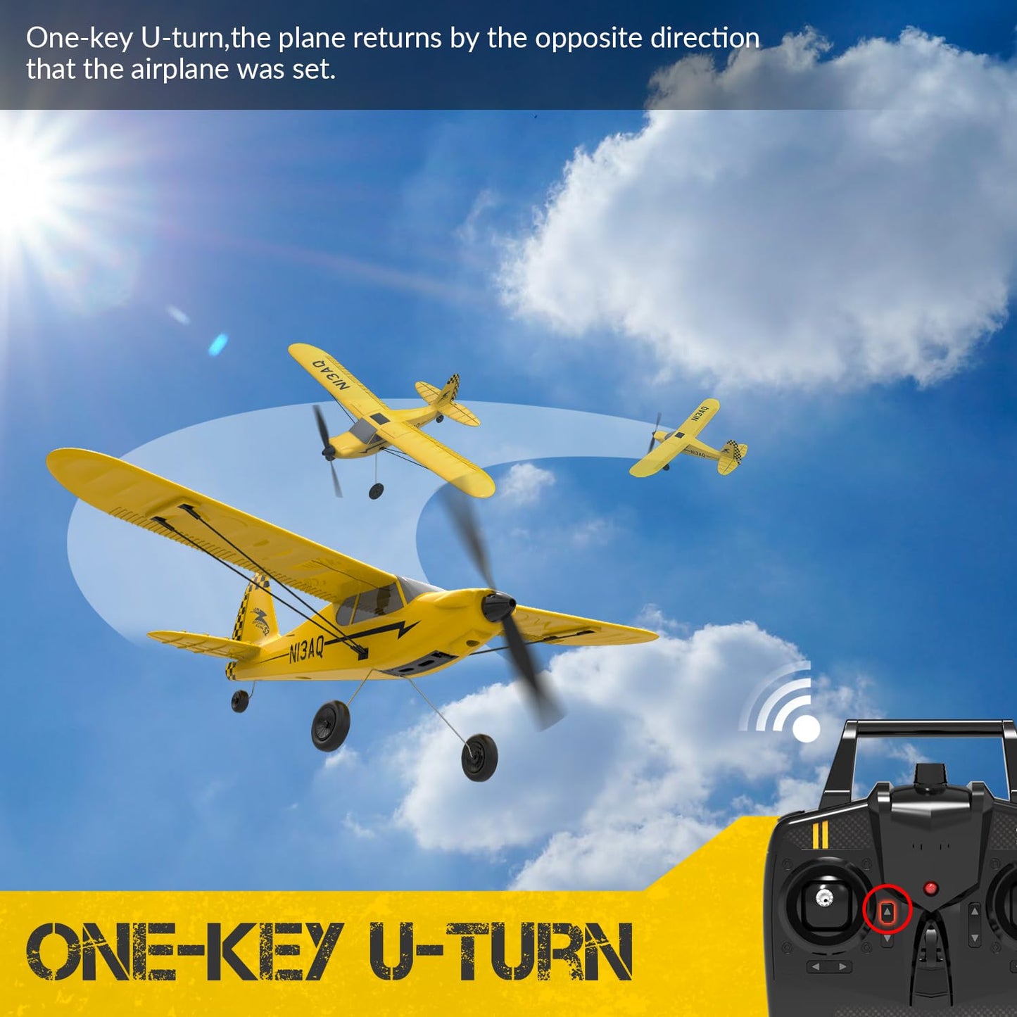 volantexrc RC Plane Trainer Sport Cub 3CH Remote Control Airplane with Prop Saver, 6-Axis Gyro Stabilizer & 3 Modes to Fly, Radio Controlled Aircraft RTF for Beginners and Adults (400mm,Yellow)