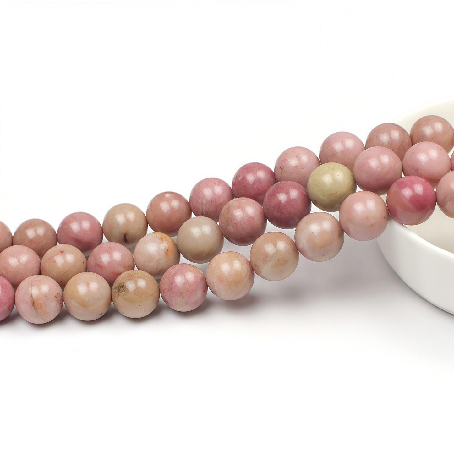 MJDCB Natural Red Stripes Rhodonite Round Stone Beads for Jewelry Making DIY Bracelet Necklace (6mm)