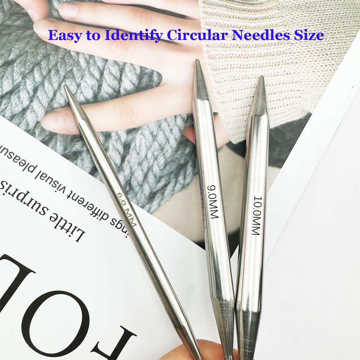 Mdoker Circular Knitting Needles Set with Tote Bag 40-inch Long Knitting Needle Round Needles,Metal Knitting Needles for Beginners,Scarves Blankets