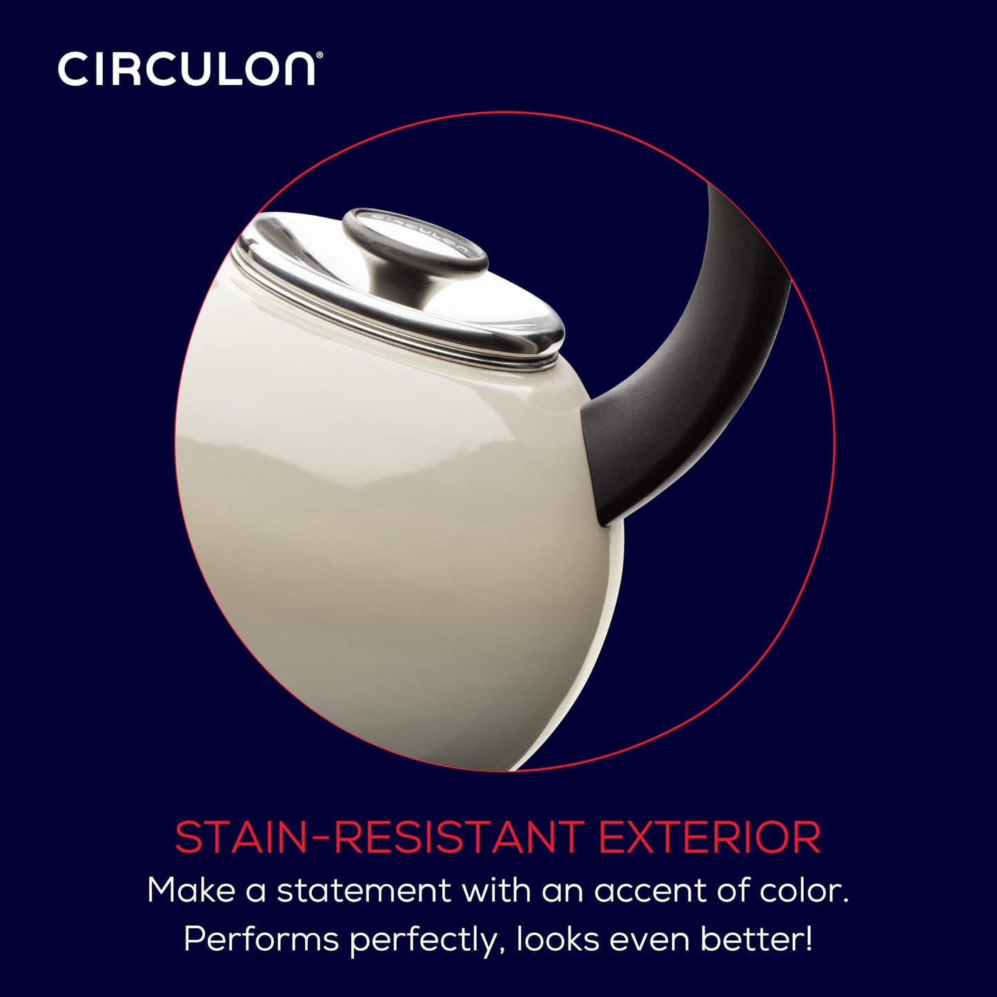 Circulon Enamel on Steel Whistling Induction Teakettle, Tea Kettle for Stovetop with Flip-Up Spout, 2-Quart, Gray