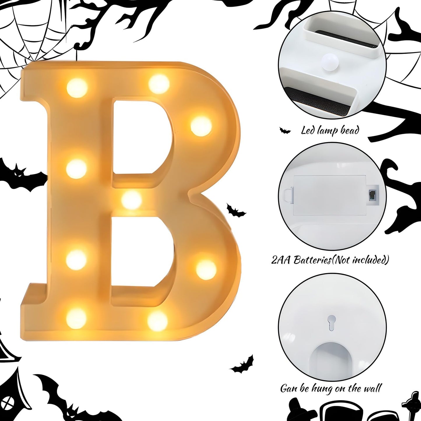 Halloween Boo Light Up Letters, 3pcs Led Boo Light Up Sign, Hallowen Marquee Letters Decor, Halloween Decorative Lights Party Supplies, Fireplace Desktop LED Decorations, Table Party Supplies