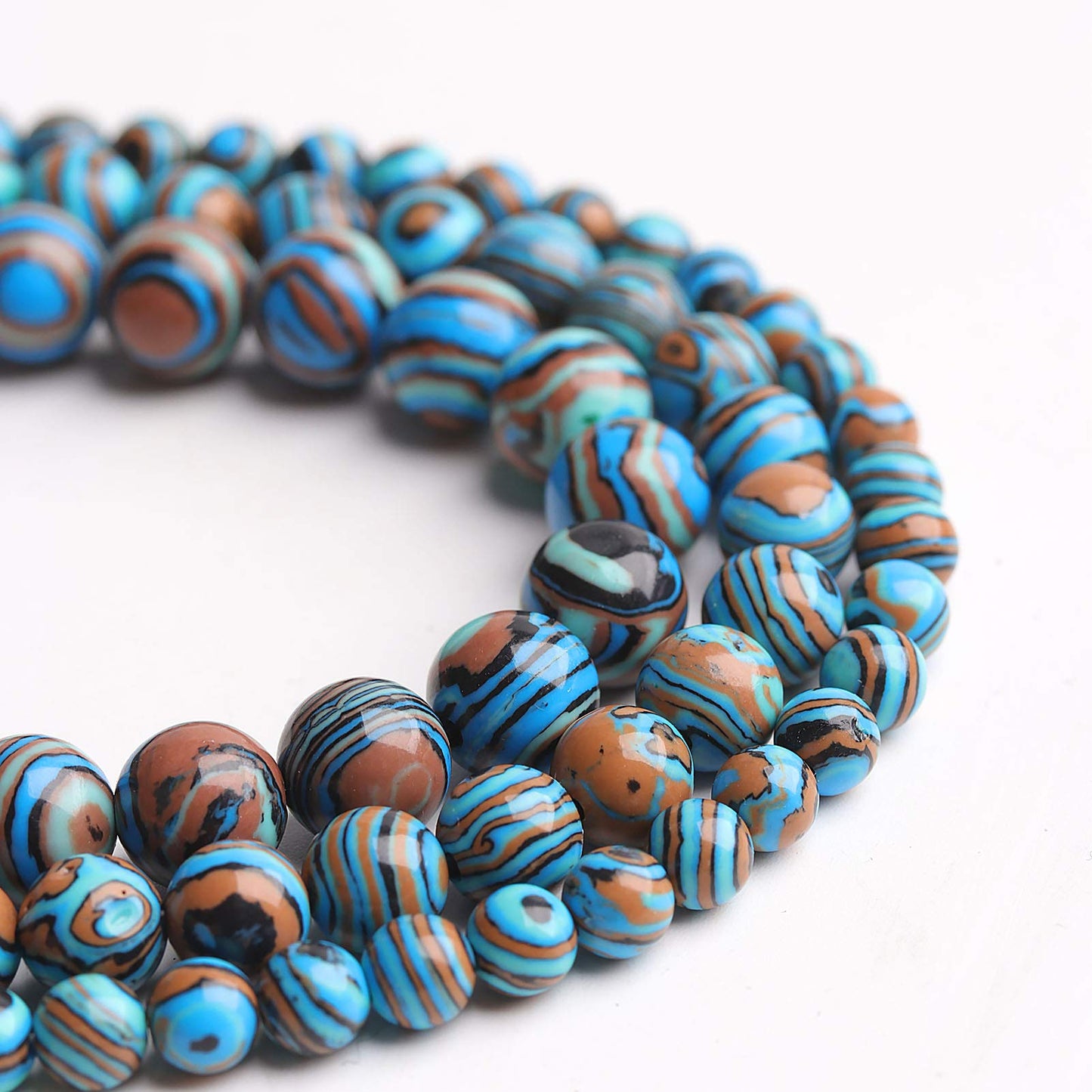 Filluck Natural Stone Beads Blue Malachite 8mm Polished Round Smooth Gemstone Beads for Jewelry Making 15 Inch(Blue Malachite,8mm)