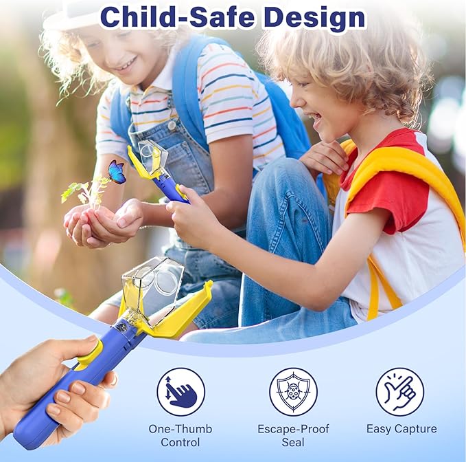 Bug Catcher for Kids, Insect Trap Kit with 6X Magnifier Glass - STEM Educational Exploration Tool for Indoor and Outdoor,Christmas Birthday Gift Toys for Adults, Boys, and Girls (Blue 2PCS)