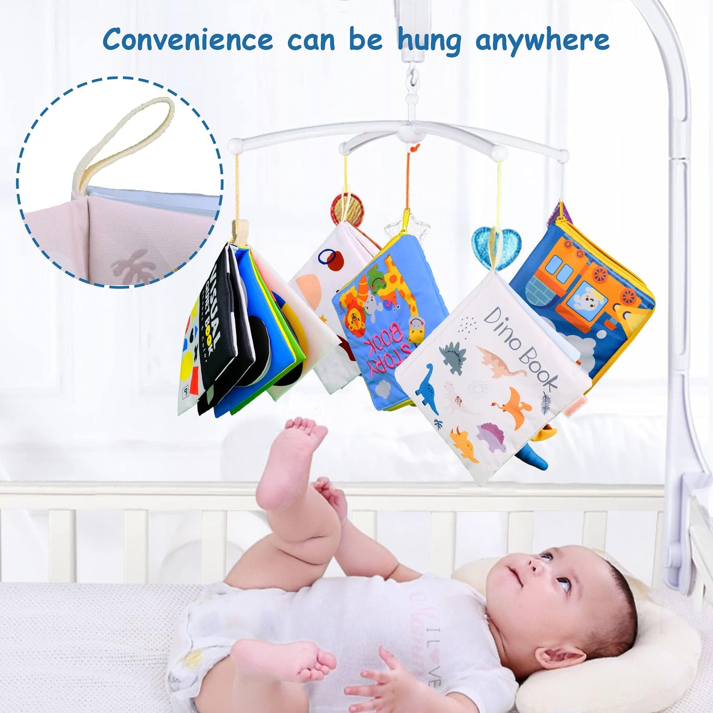 Richgv Interactive Baby Books, 2 Pack Touch & Feel Crinkle Books, Newborn Toys for Boys, 6-12 Months