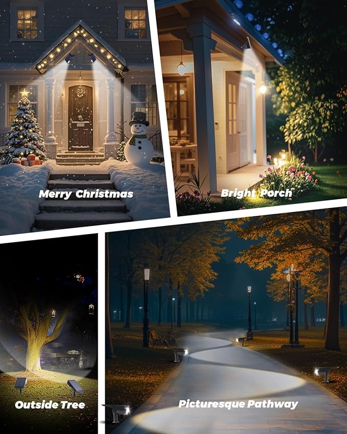 2 Pack Solar Powered Outdoor Spot Lights Outside Waterproof 20 LEDs Landscape Spotlights Dusk to Dawn for House Yard Tree, Plants, Walls, Path, Garden, Statues, Superior Accent Uplighting Cool White