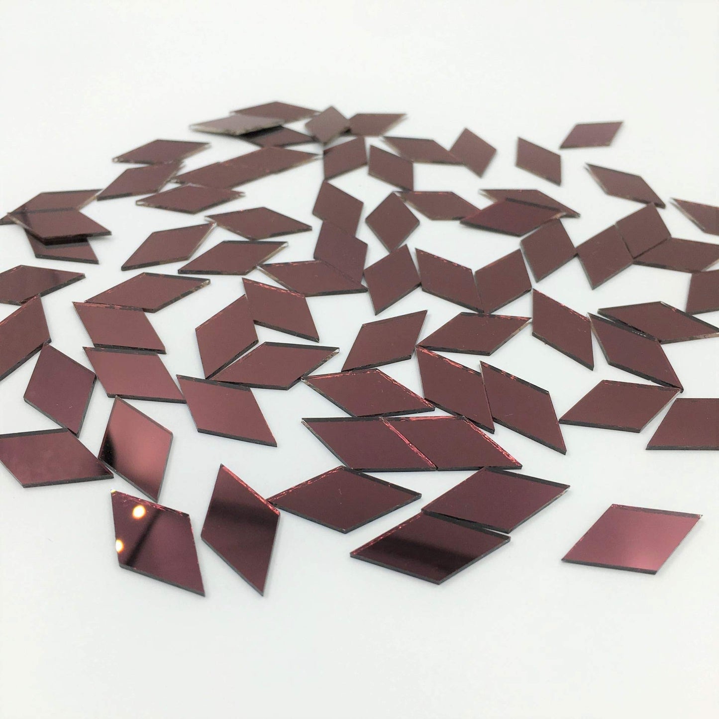 NUO RUI 200pcs 1" x 1/2" Diamond Shape Mirror Mosaic Tiles Purple Craft Mirrors
