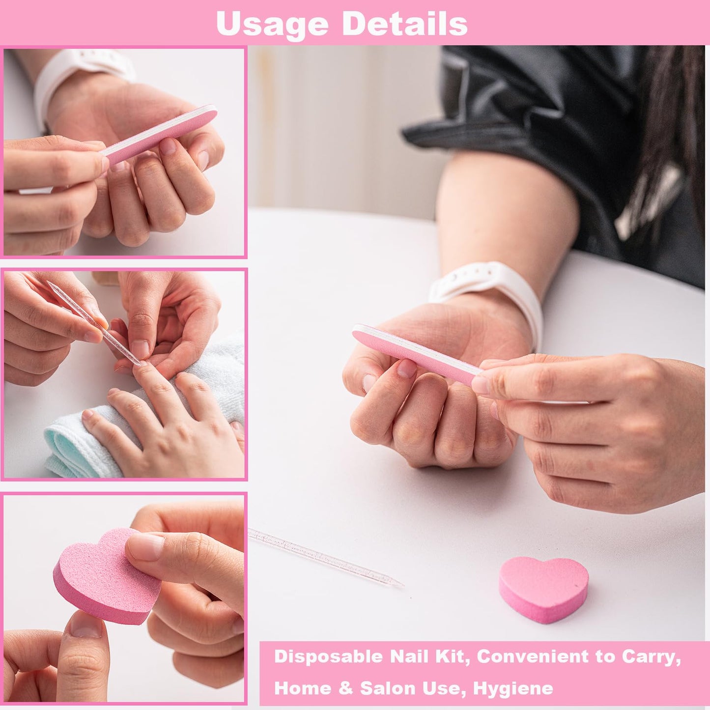 30 Sets Nail Kits 3-Piece, Nail Files 240 Grit, Nail Buffer Block 100/180 Grit, Crystal Stick, Individually Packaged Nail Tool Kit Suitable for Fingernails, Toenails & Press on Nail
