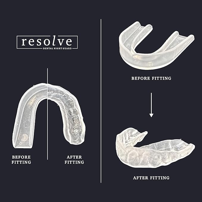 Resolve Night Guard - Custom-Fit Professional Mouth Guard for Nighttime Teeth Grinding and Clenching, Relieve Tooth Pain at Night with 2-Pack Night Guard (Clear)
