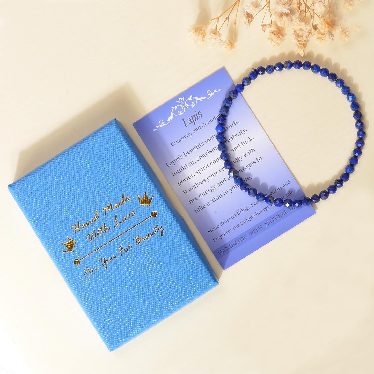 MASSIVE BEADS Natural Genuine Gemstone Beads Healing Crystal Chakra Reiki Jewelry Faceted Round Beads Bracelets (Lapis, 3mm)