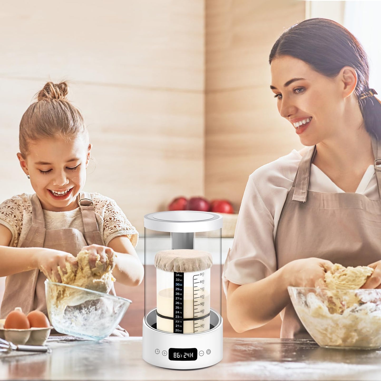 Sourdough Starter Warmer Home Incubator - Upgraded Sour Dough Warmer Box with Double Heating Plates and Warming Dome, 70-120°F Precise 1°F Thermostat, 24H Timer Fermentation Sourdough Heater Mat Tool