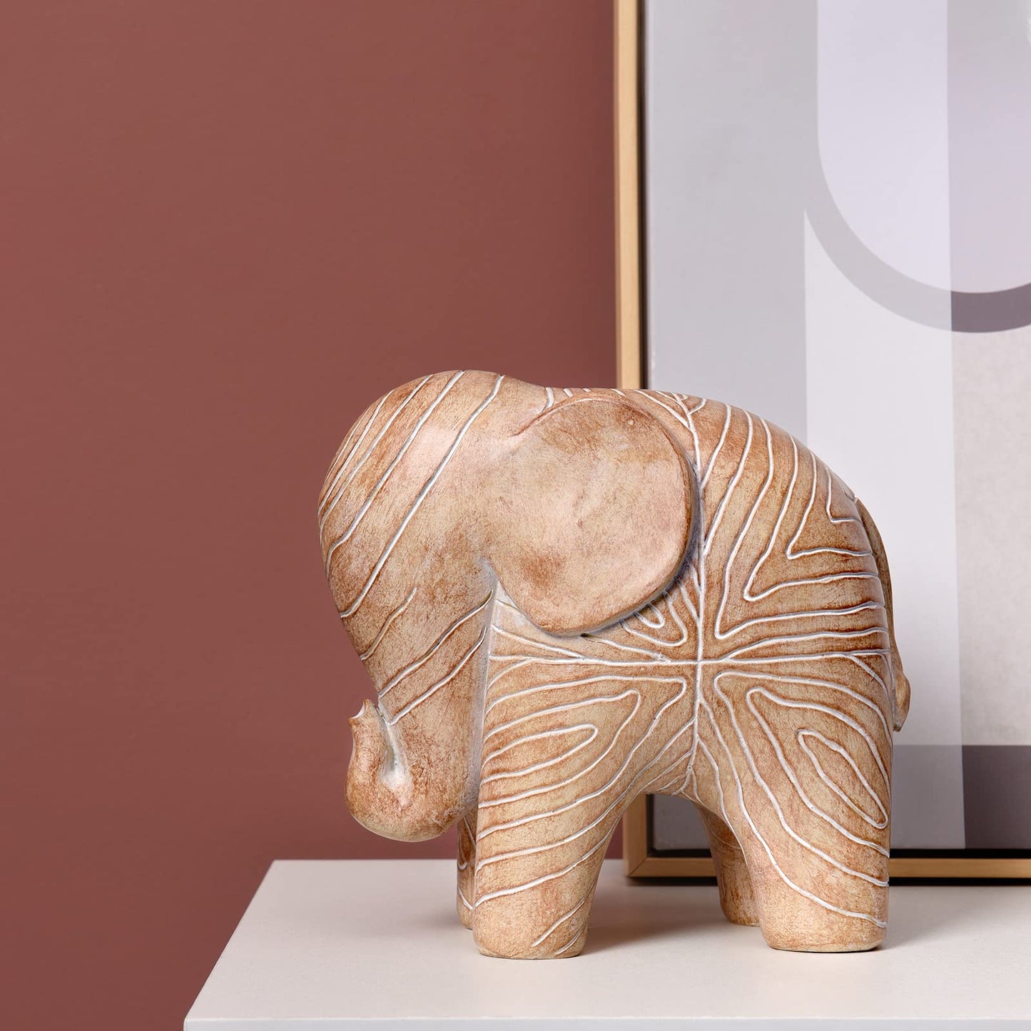 Kakizzy Elephant Statue, African Animal Decor, Wooden Elephant Gift for Women, Boho Decor for Living Room, Shelf, Office（1Pack, Big）