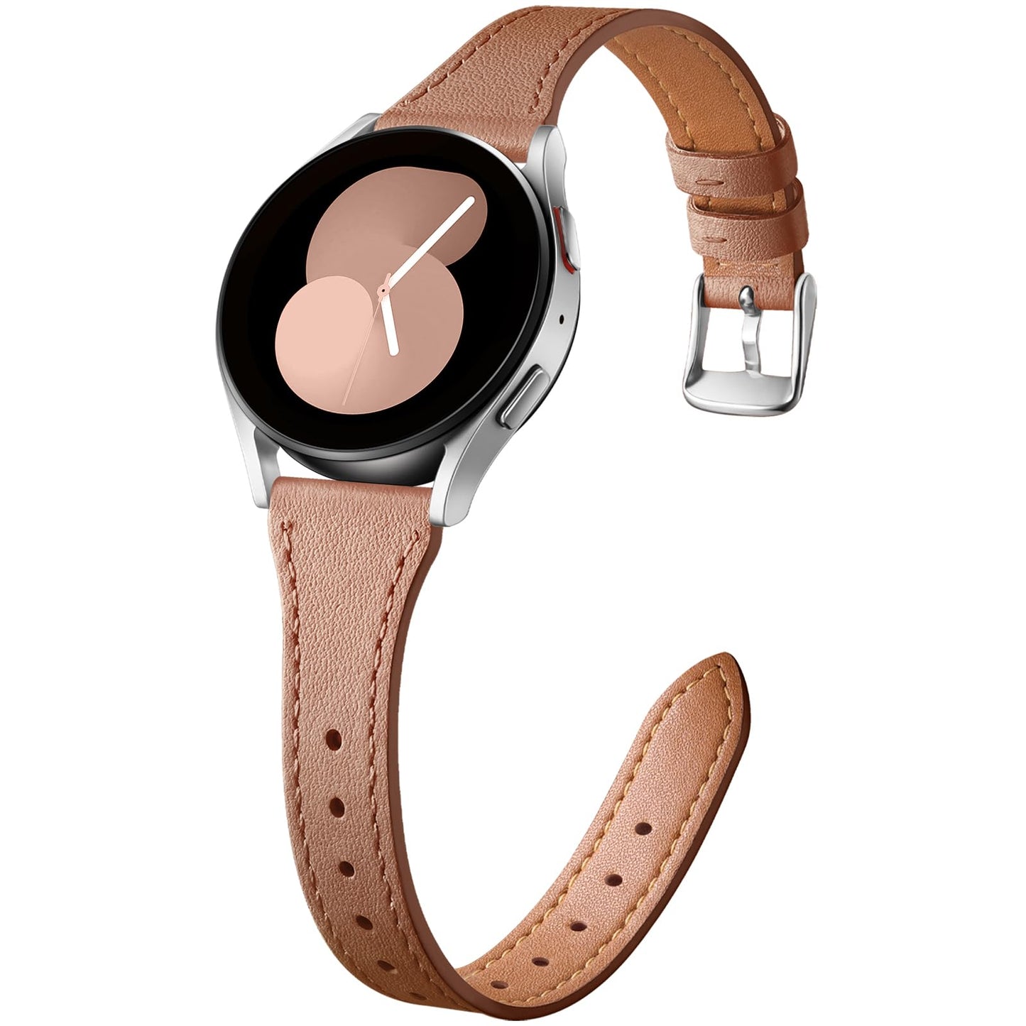 GEAK Slim Leather Band Compatible with Galaxy Watch 7 Band/6 5 4 FE 40mm 44mm/5 pro 45mm/Classic/Galaxy Active 2, 20mm Genuine Leather Strap with Quick Release Buckle for Samsung Watch Bands Women
