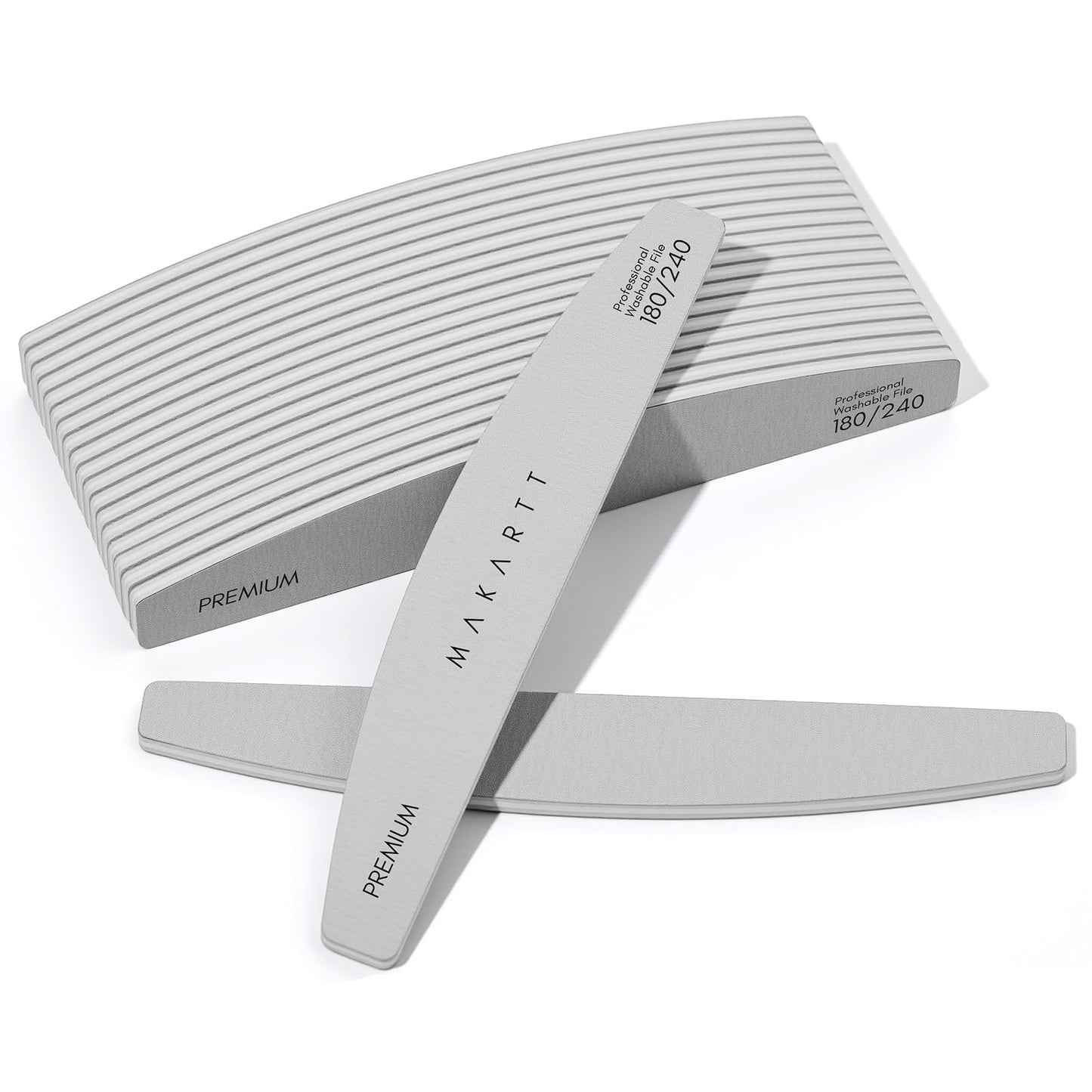 Makartt Nail Files: 180/240 Grit Emery Boards for Nails, 20pcs Professional Dual-Sided Fingernail Files for Natural Nails Prep & Buffing, Reusable Nail Care Manicure Set for Salon & Home Use