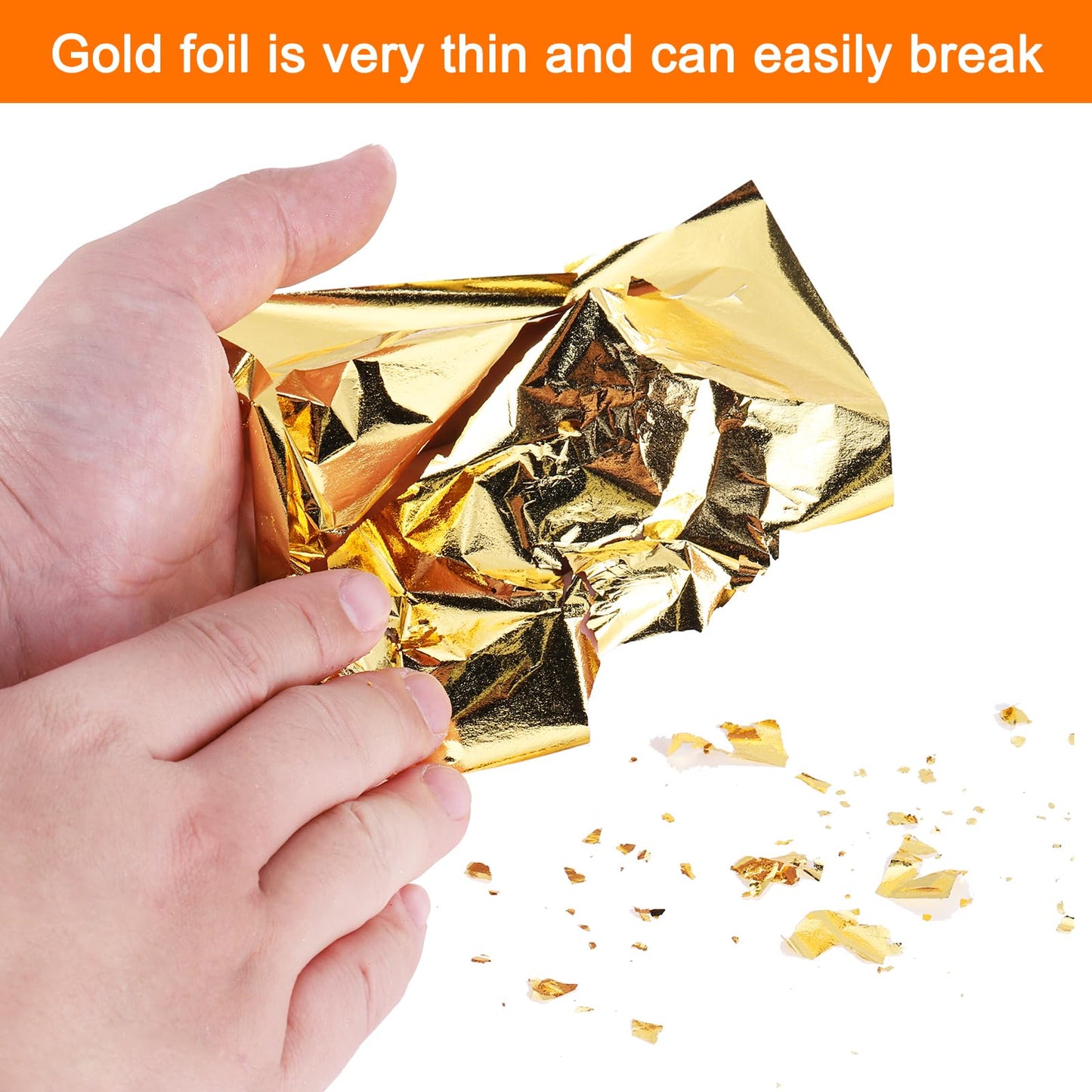 MECCANIXITY 400 Pcs Gold Leaf Sheets 3.5" x 3.5" Imitation Gold Foil Sheets for Crafts,Picture Frames,Sculpture,Nails and DIY Arts Decoration,Light Golden