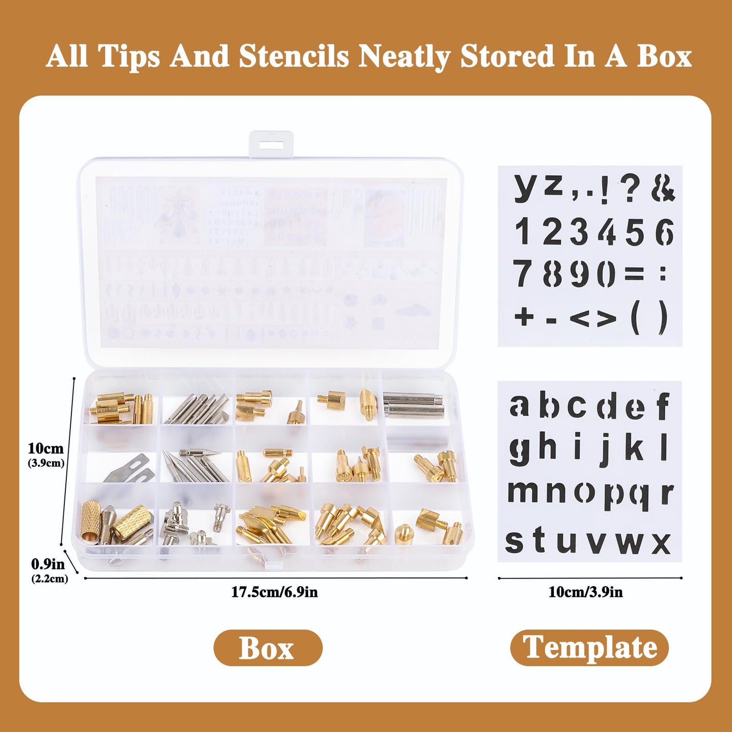 62Pcs Wood Burning Tips, Professional Wood Burning Pen Tips and Alphabet Number Stencils Set, Perfect Wood Burning Embossing Carving DIY Crafts Tool for Adults Beginners