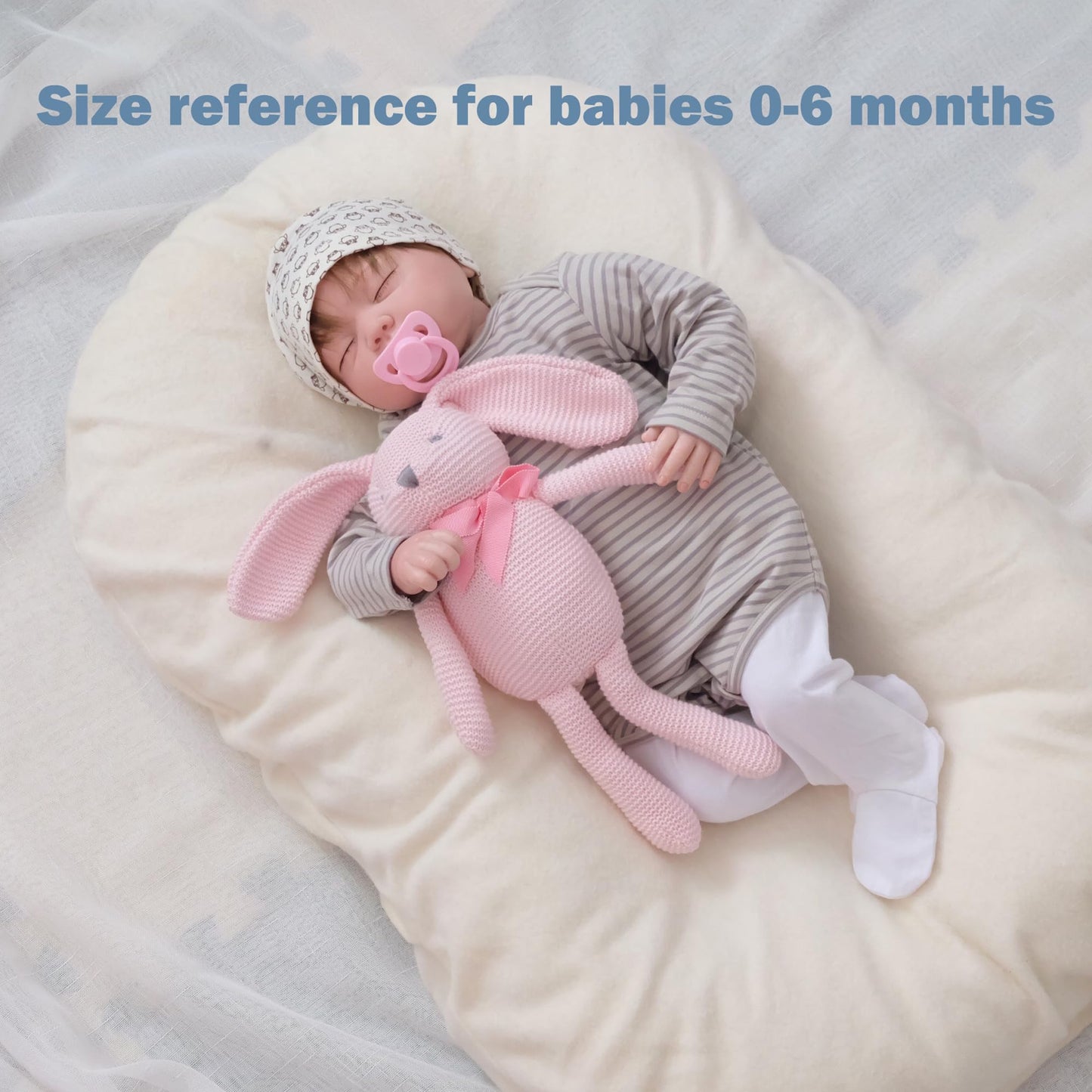 FLUFFYFUN 100% Organic Cotton Pink Bunny Rabbit Plush, 7.1" Baby Stuffed Animal for Newborn