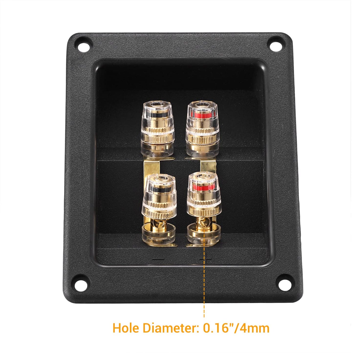 Facmogu 2PCS Rectangle 4-Way Speaker Terminal Box, Gold-Plated Binding Post Terminal Cable Connector for DIY Applications, Terminal Cups with 2 Pairs Banana Plug Socket Connector & 4PCS Screws