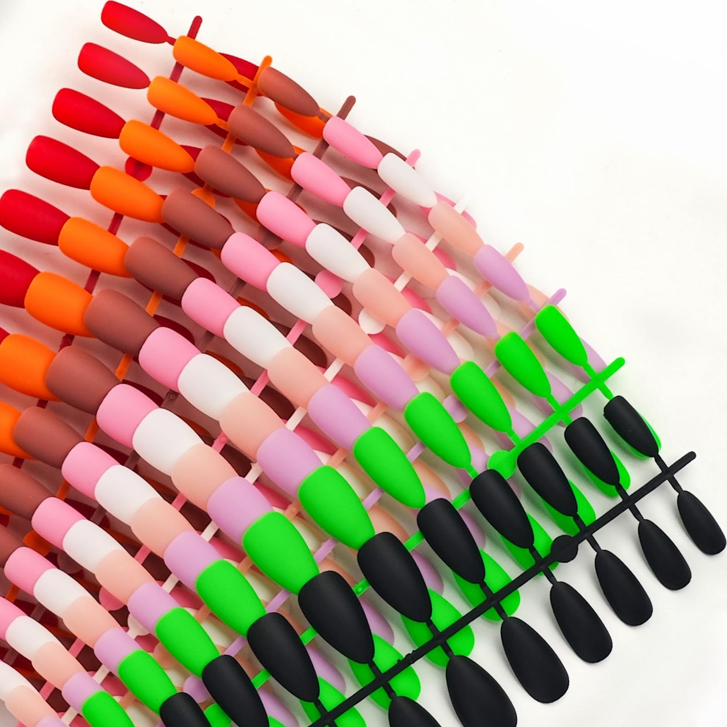 216 Pcs Press on Nails Medium Almond Nail Press ons in 9 Colors Fake Nails in 12 Sizes Mate False Nails Full Cover Stick on Nails for Women Manicure