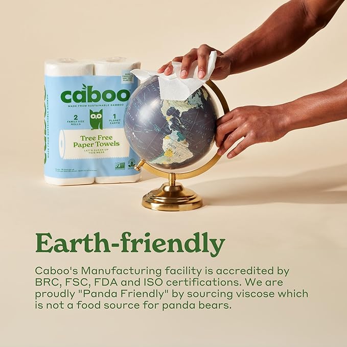 Caboo Bamboo Disposable Face Towels – 50 Soft, Lint-Free Towels (10x11.5”) | Biodegradable, Eco-Friendly & Extra Large | Gentle Alternative to Makeup Wipes or Washcloths