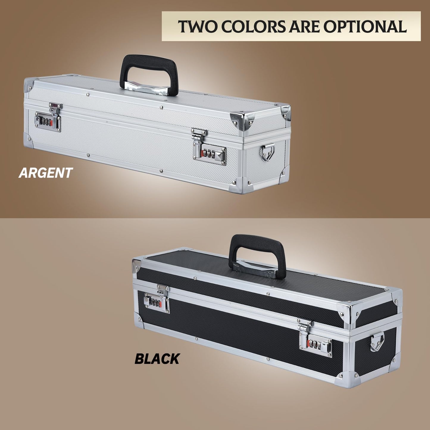 Chef’s Knife Case Aluminum Hard Case with Dual Combination Locks Cultery Carrier Portable Knife Organizer Block Holders Protectors With 8 Slots Can Hold Home Black