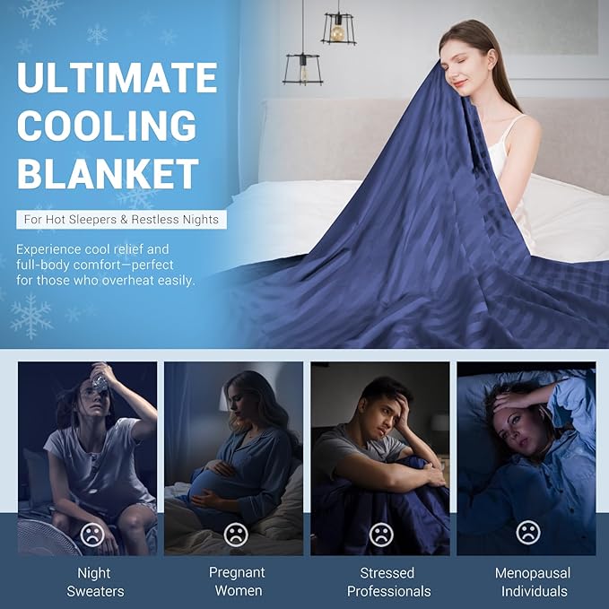 Elegear Revolutionary Cooling Blanket Queen, Absorbs Heat to Keep Body Cool for Night Sweats, Double Sided Arc-Chill3.0 Cool Fiber Q-Max>0.5, Lightweight Summer Cold Blankets Sleeping 79" x 86"