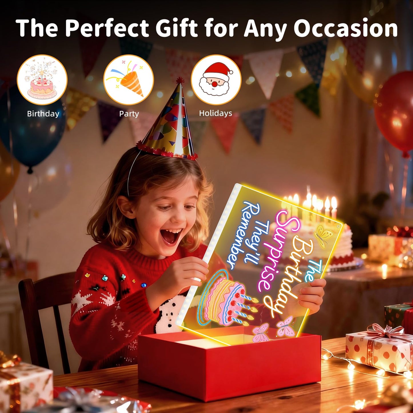 13"x10" Led Drawing Board for Kids, Includes Tracing Book, LED Note Board with 8 Colors, Kids Toy with 13 Light Effects, Light up Drawing Board for Girls & Boys Gifts Age 3+