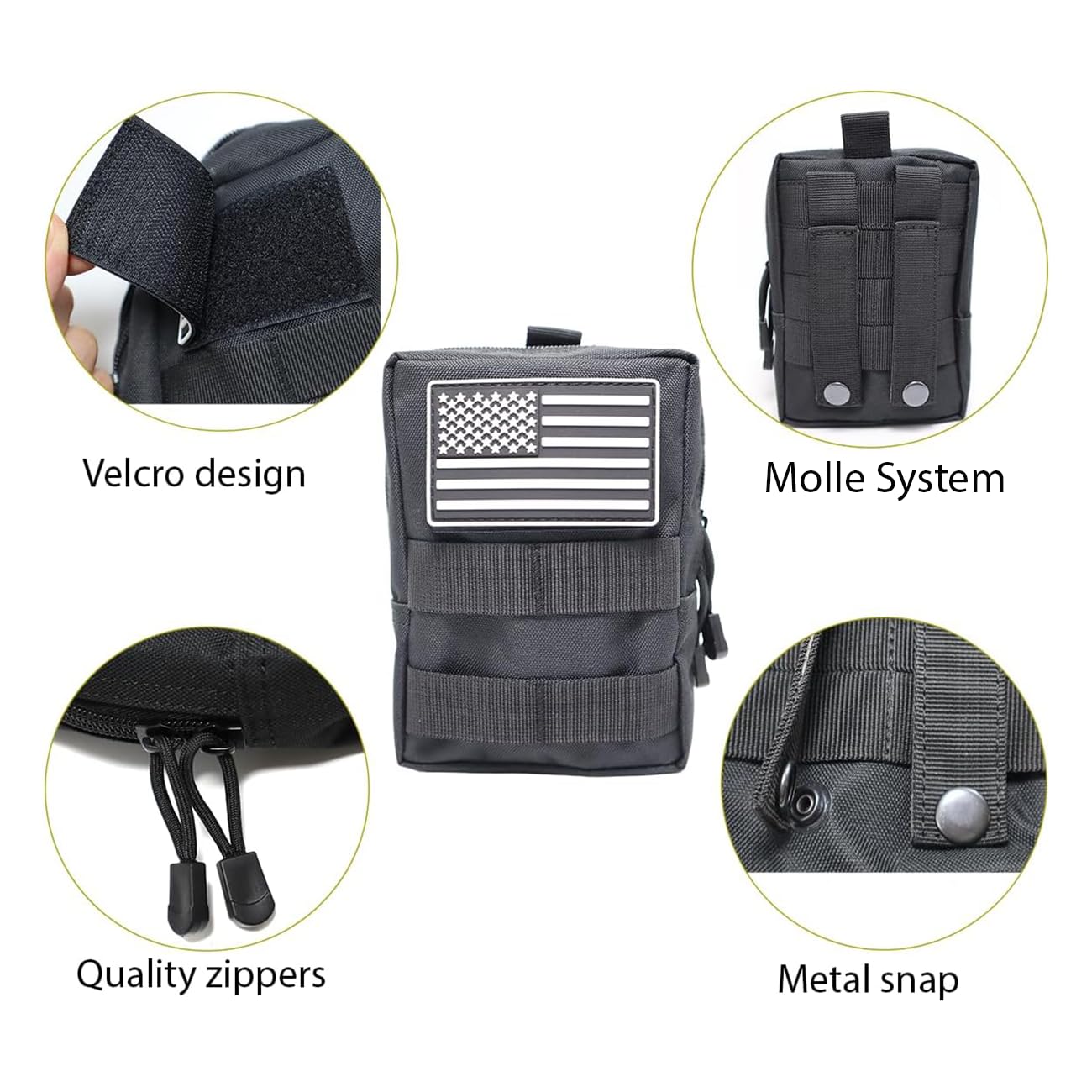 2 Pack Tactical Molle Pouches Small Molle Utility Pouch Small Tactical Accessory Bag Belt Pouches Vest Pouch Compact Water-Resistant EDC Pouch with Flag Patch (Purple)