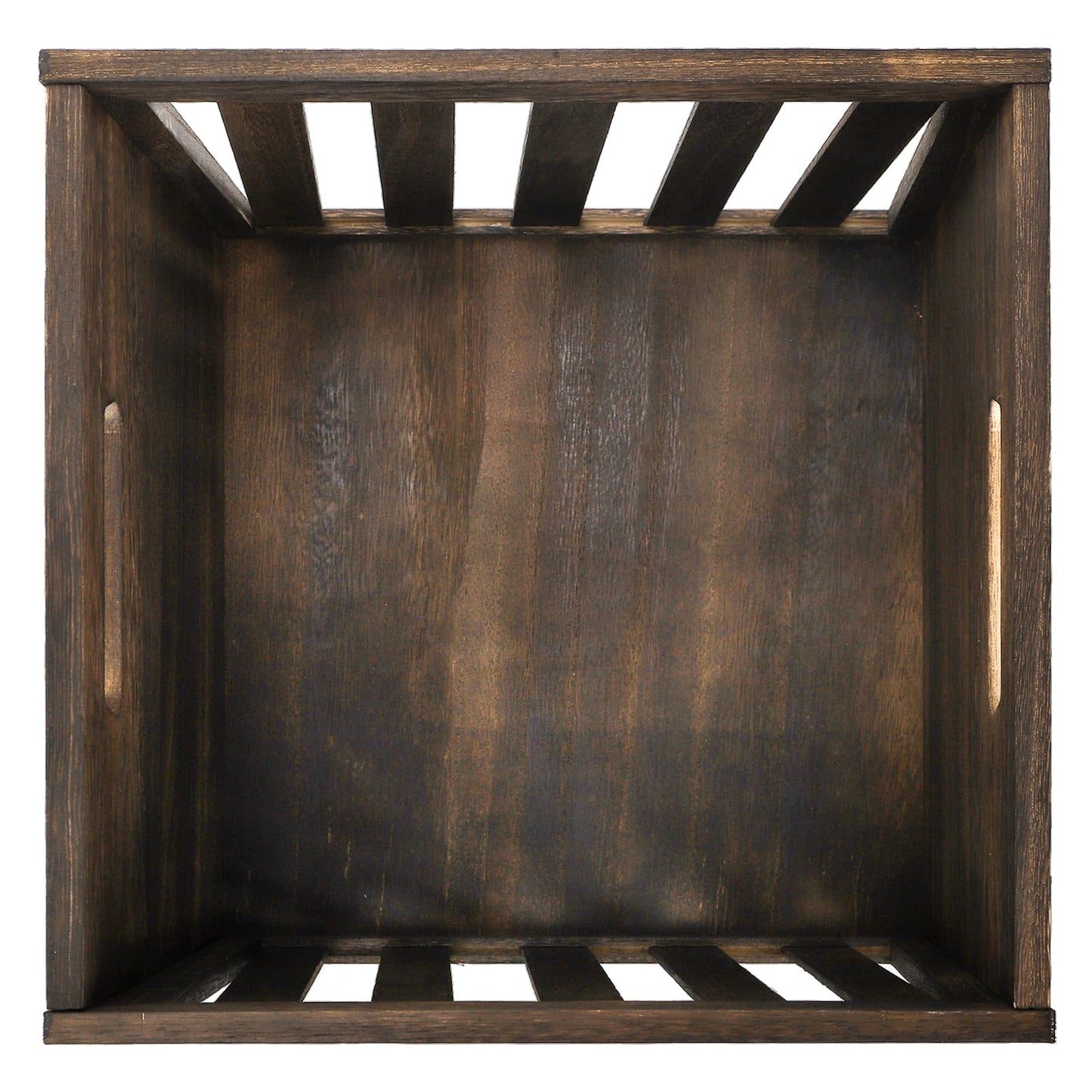 yarlung Wood Storage Bin Cube Wood Crate with Handles, Rustic Brown Decorative Box, Stackable Shelf Basket Books Organizer for Closet, Bookcase, 12"x12"x11", Easy Assembly
