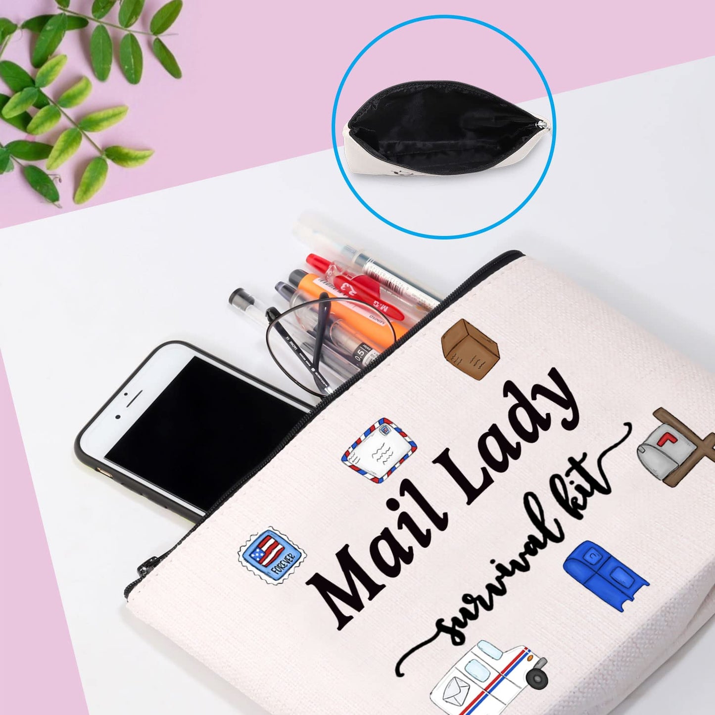 GJTIM Mail Lady Survival Kit Postal Worker Gift Zipper Pouch Makeup Bag Appreciation Gift for Mail Carrier Mailman (Survival Mail Lady Bag)