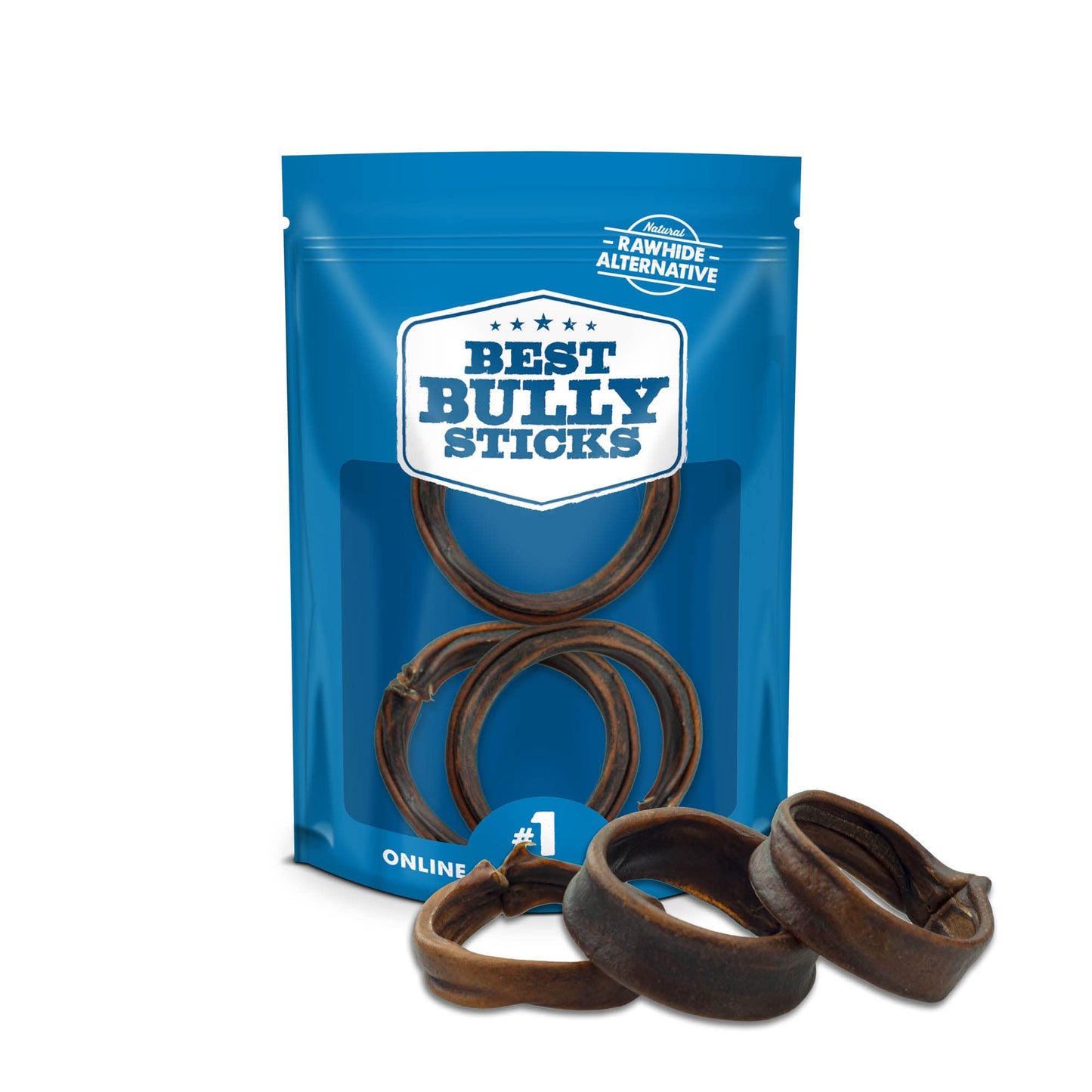 Best Bully Sticks Puppy Teething Rings - Single Ingredient Natural Collagen Puppy Chews for Teething - Bones for Small Dogs - Enrichment, Mental Stimulation, 3 Count