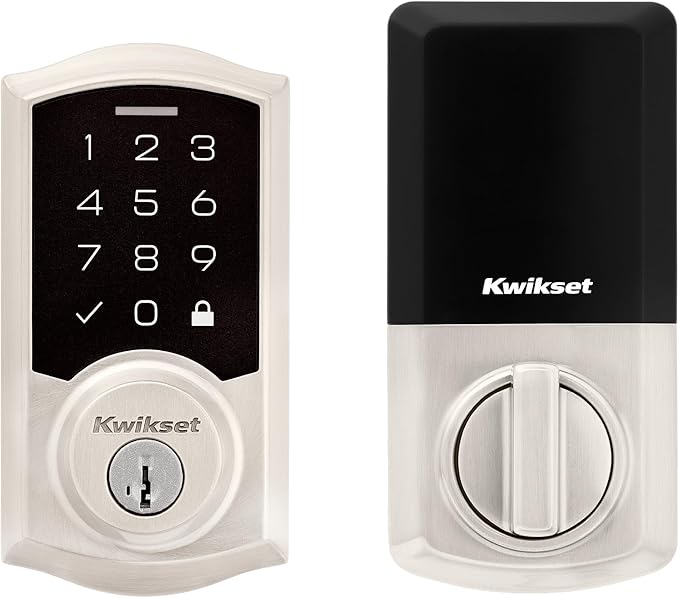 Kwikset SmartCode 270 Keyless Entry Electronic Touchpad Deadbolt Door Lock with Auto-Lock, Custom User Codes, Advanced Security in Satin Nickel Traditional