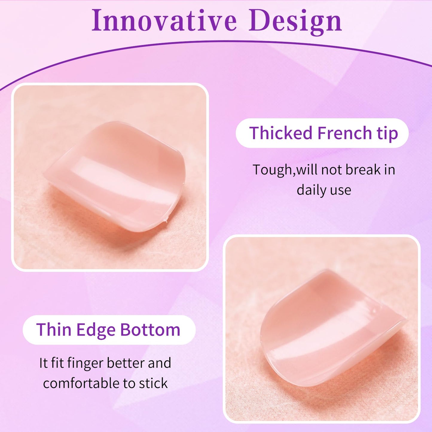 Lifextol 240pc French Tip Press On Nails Short Square Set, White French Tip, Plastic, Press-On False Nails, 120pcs per Set, 240pcs Total