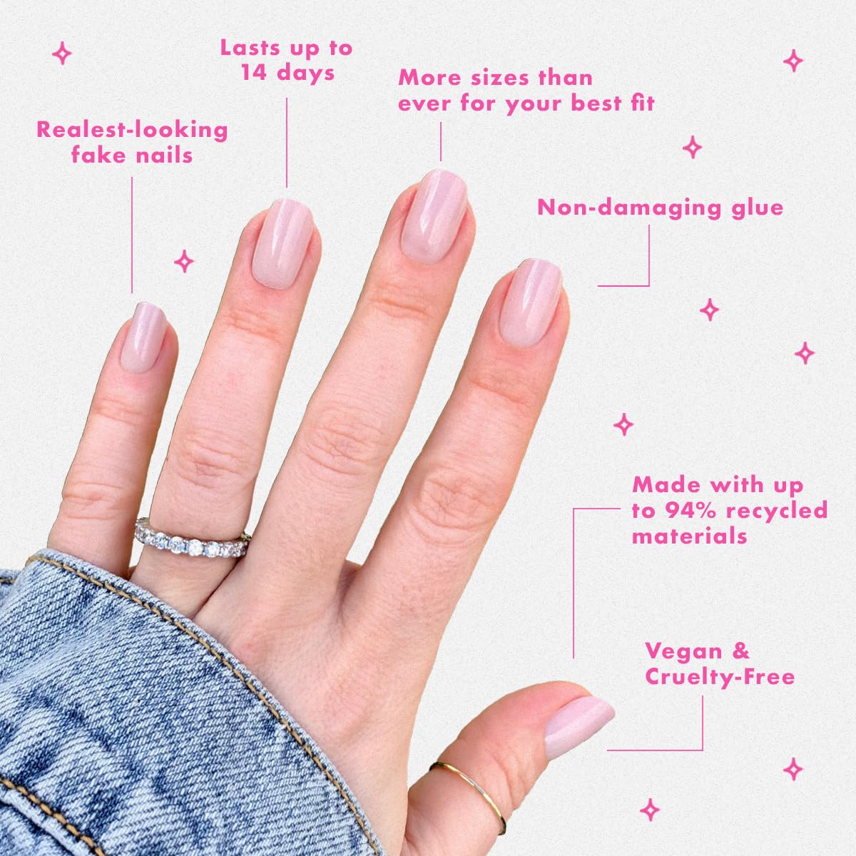 Olive & June Minimalist Instant Mani Press On Nails (Glue) | 42 Fake Nails, 21 Sizes | Non-Toxic, Long-Lasting Barely-There Look | Salon-Quality at Home | Short, Squoval | CDJ Syrup Gradient
