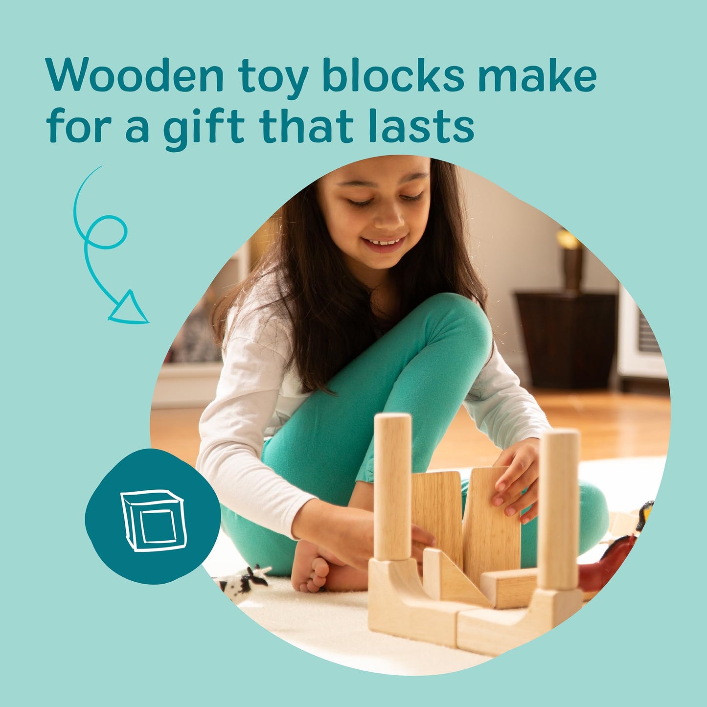Melissa & Doug Standard Unit Solid-Wood Building Blocks with Wooden Storage Tray, 60-Piece Hardwood Sorting & Stacking Toys for Building & Balancing, Preschool Learning Toys for Kids Ages 3+