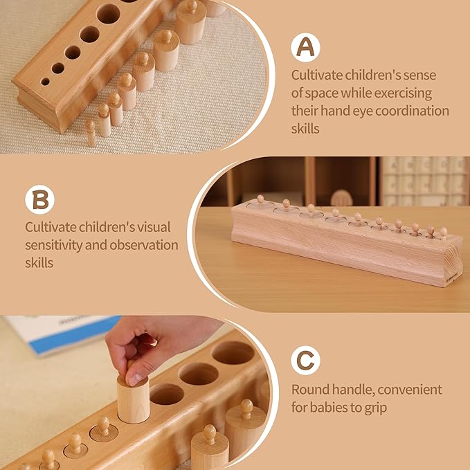 MONTESSORI OUTLET Cylinder Block (Part 2) for Children Aged 3-6 Montessori Education at School and Home