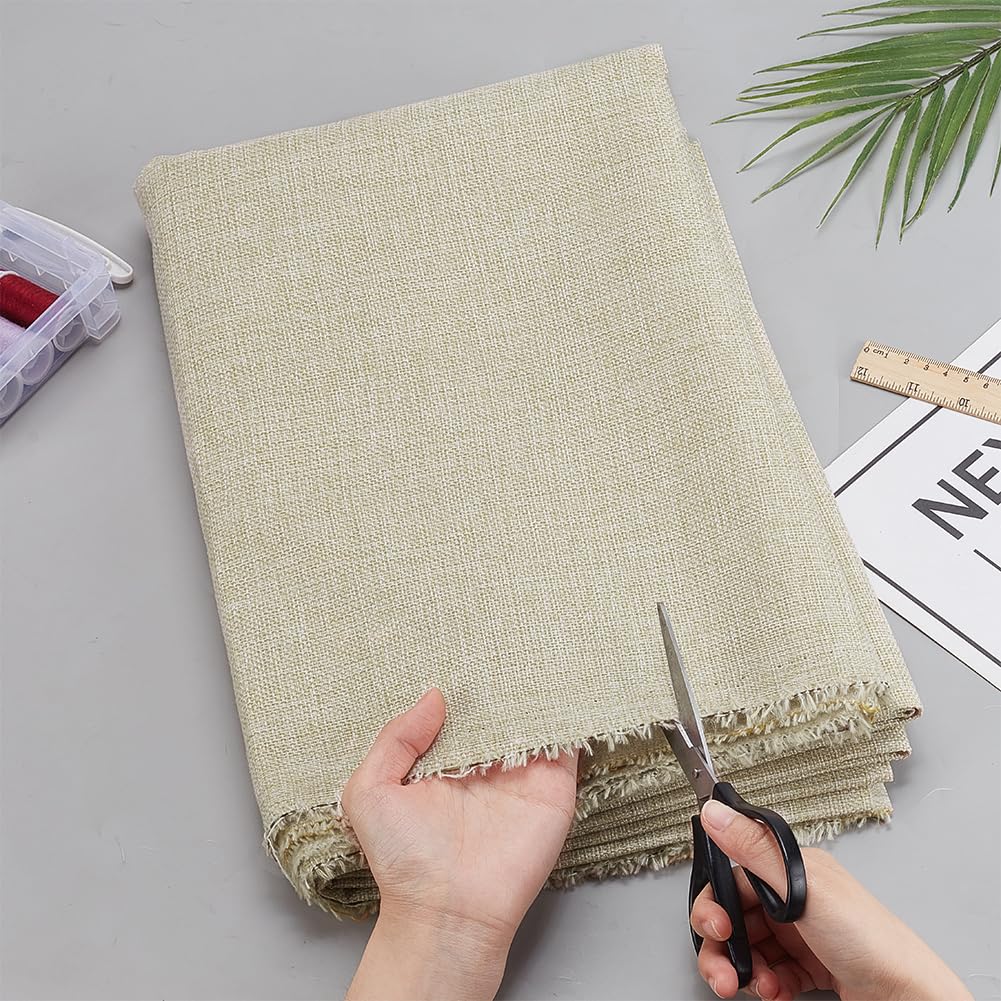 AHANDMAKER 2 Yards Thick Canvas Upholstery Fabric 58 Inch Width Premium Polyester Material DIY Sofa Accessories for Home Decor, Furniture Reupholstering, Craft Projects (Beige)