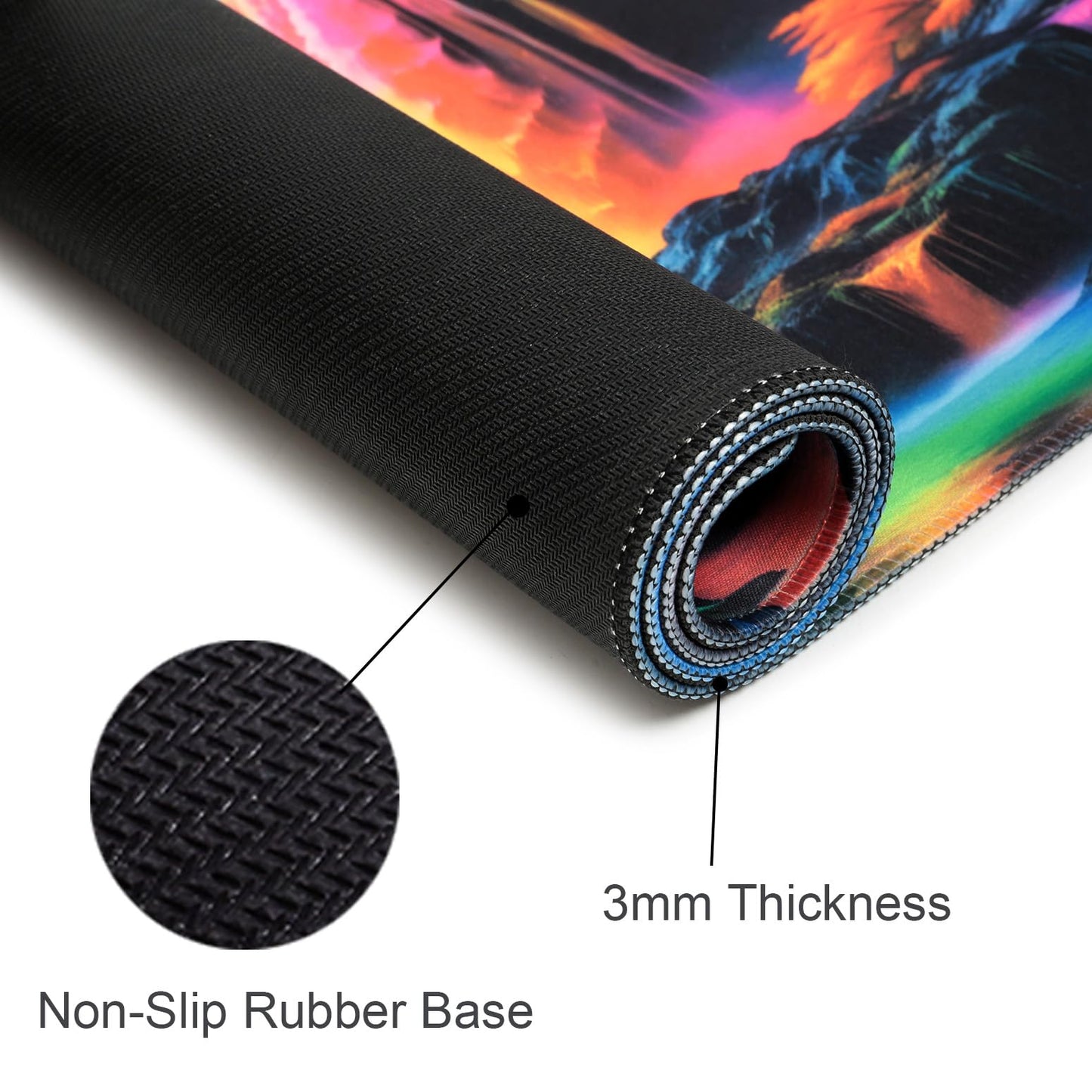 Simpkeely Large Fantasy Waterfall Gaming Mouse Pad - Blacklight Waterproof Glowing Desk Mat, 31.5" x 11.8" Extended Non-Slip Rubber Base for Office & Home