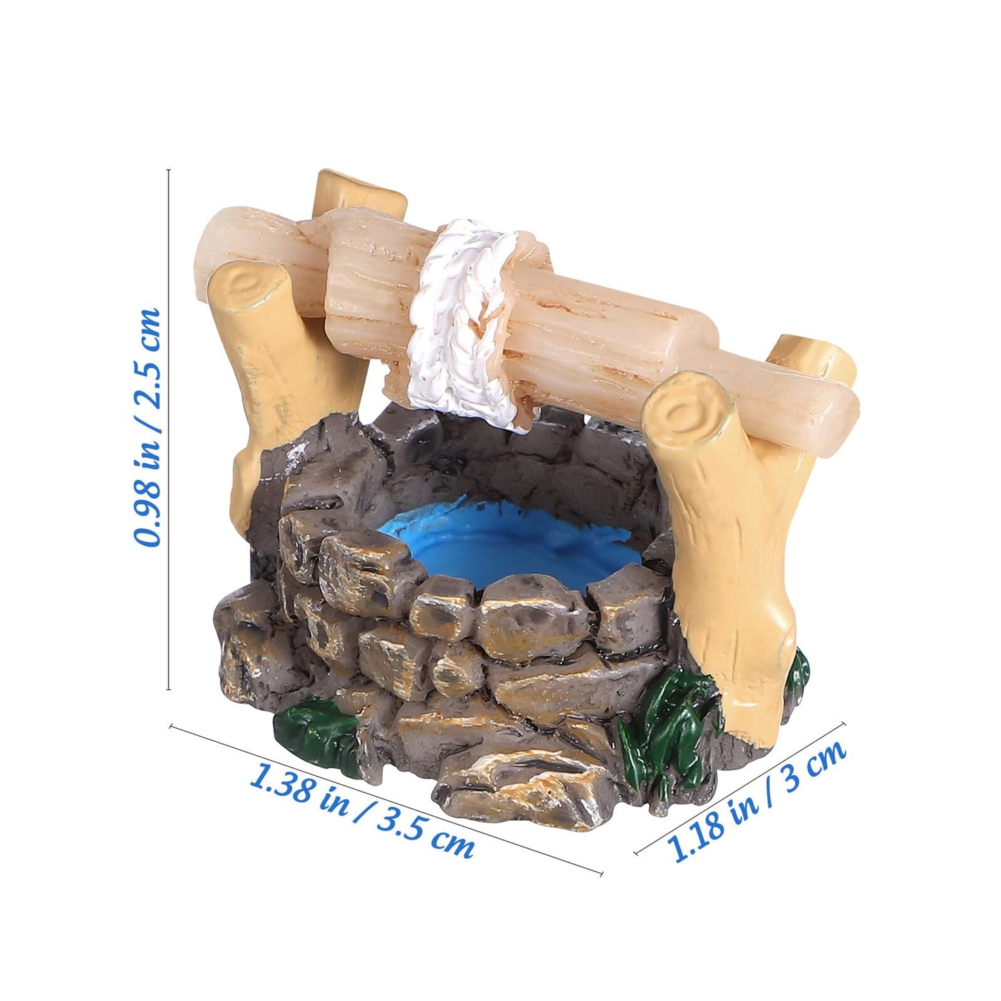 Miniature Water Well Figurine: 8Pcs Resin Fairy Garden Accessories, Tiny Water Well Micro Landscape Ornaments Kit for DIY Craft Dollhouse Decorative Accessory