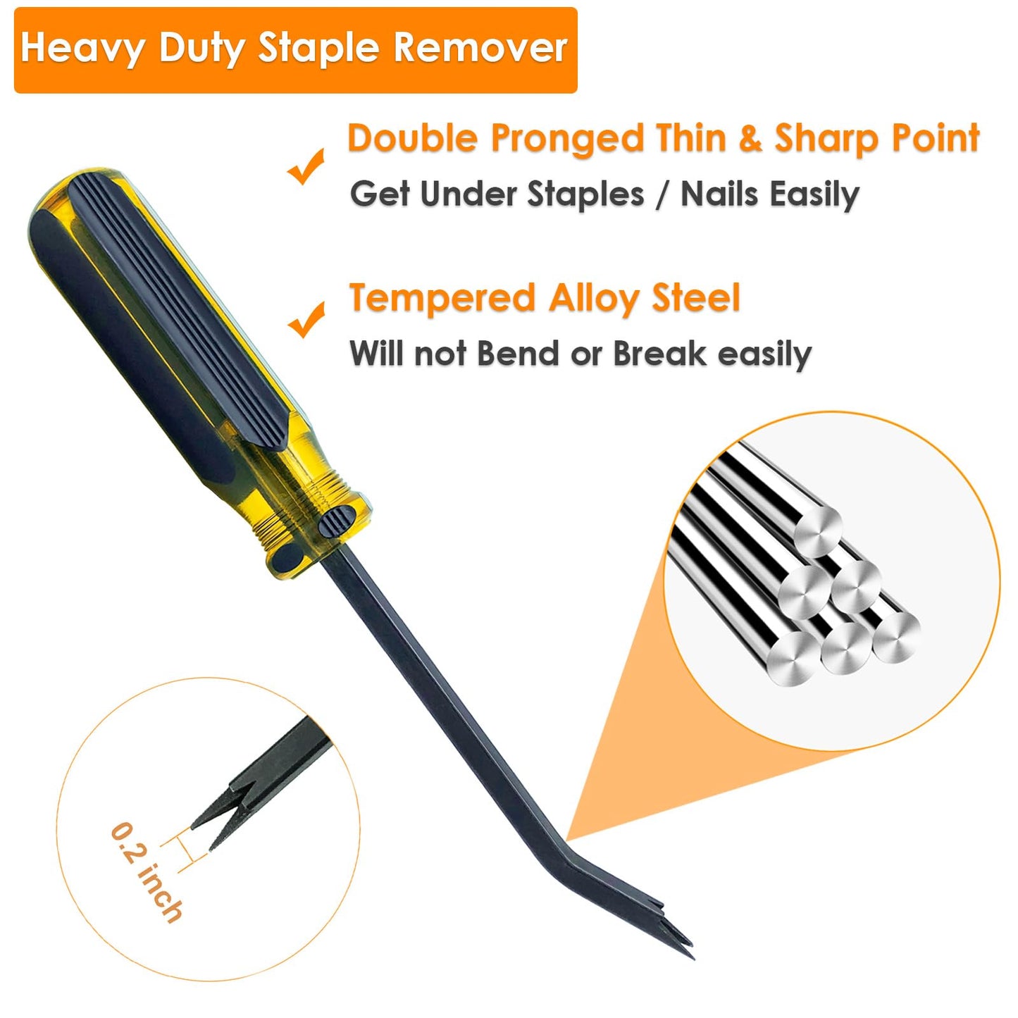 VERCCA Upholstery Staple Remover - Staple Puller, Upholstery Tools Tack Lifter with Double Prongs Staple Remover Tool for Removing Staples, Nails or Tacks for Furniture Carpet Floor Carton