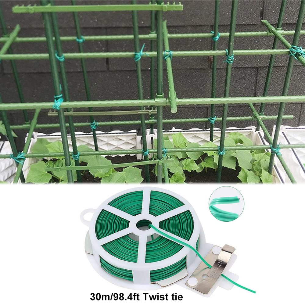 Garden Trellis Support Kit - Plant Clips & Stake Connectors, 7/16" Stake Extensions & Pipe Fixings