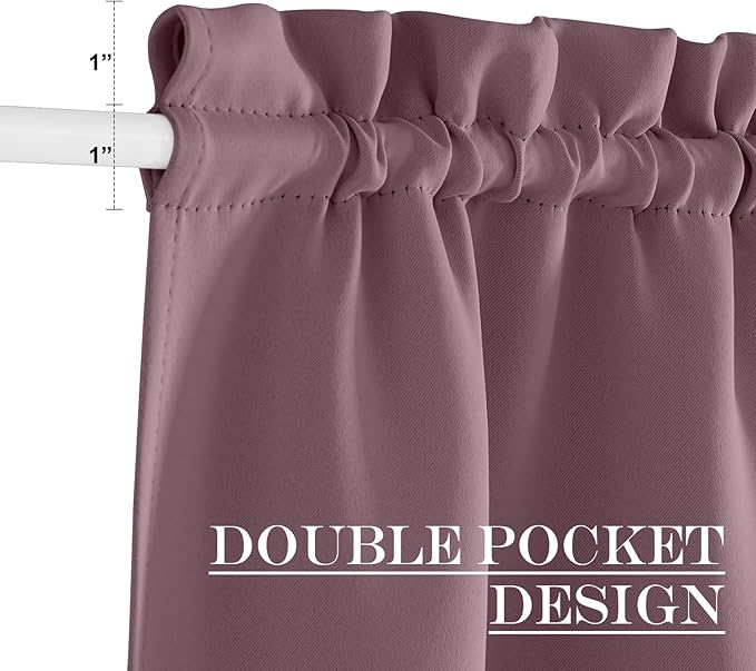 NICETOWN Doorway Curtains for Window, Thermal Insulated Blackout Door Curtin for French Door, Sidelight Rod Pocket 80 inches Long Curtains for Bedrrom, Dry Rose, 1 Panel, 42" Wide
