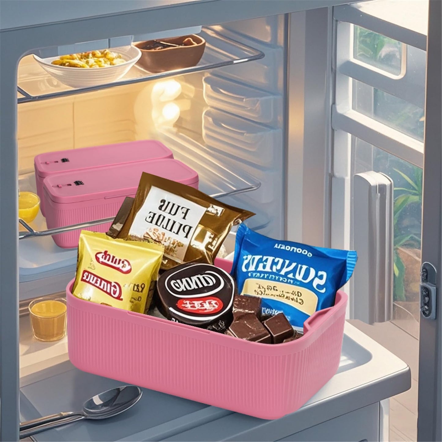 Small Lock Box for Medicine Safe, Lockable Storage Box with Combination Code, Ideal for Food & Fridge Items, First Aid Kit Organizer, Phone Jail, Perfect for Home, Office, Dorm, Travel, Gift (Pink)