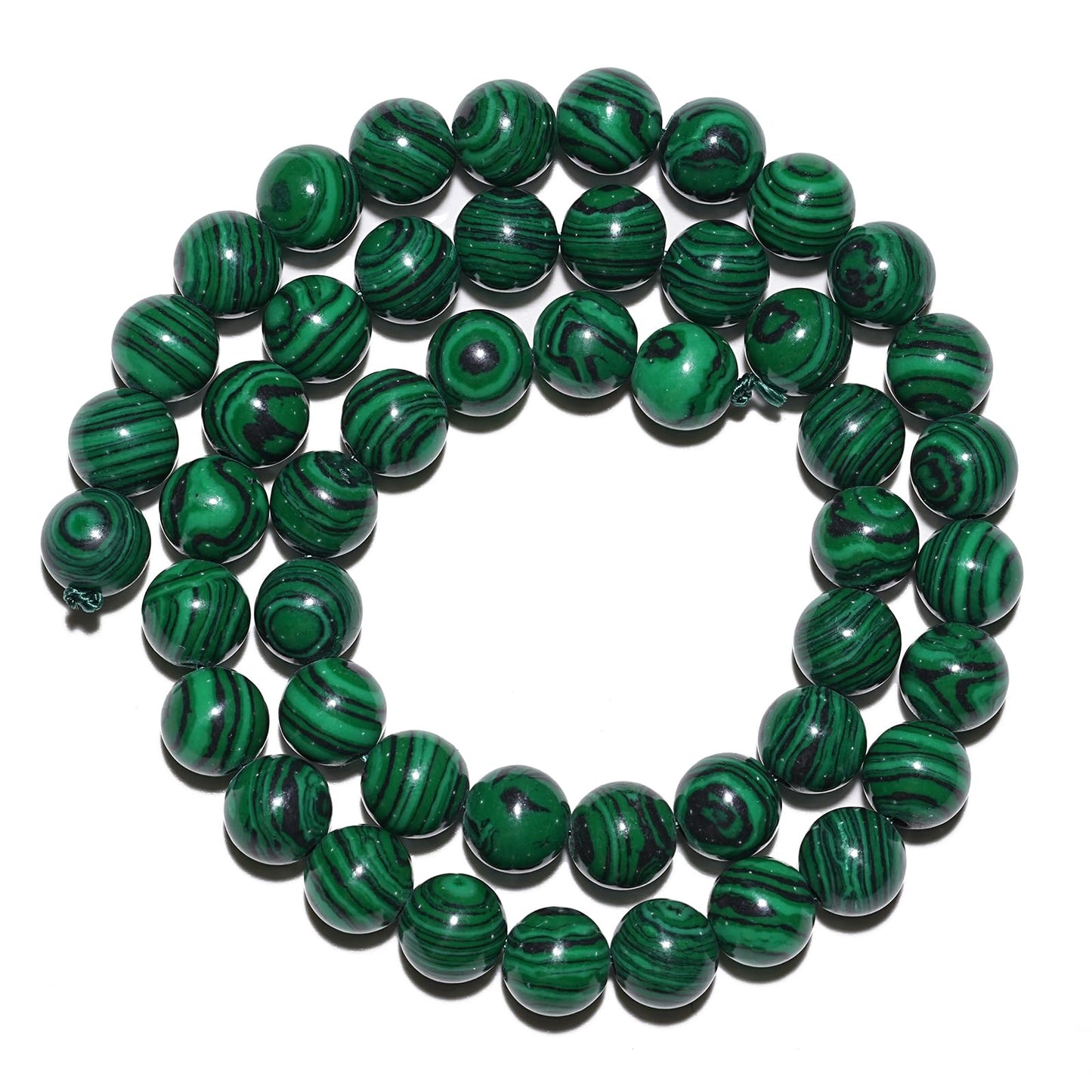 8mm Natural Green Malachite Gemstone Beads Polished Round Smooth Stone Beads for Bracelets Jewelry Making 15inch Loose Beads