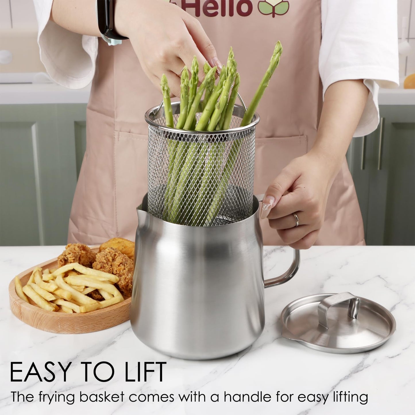50oz 304 Stainless Steel Oil Filter Pot, Heavy Duty Bacon Grease Container & Deep Fryer Basket, Large Capacity Multi-function Oil Filter Vessel with Strainer for Kitchen Storing Frying Cooking Grease