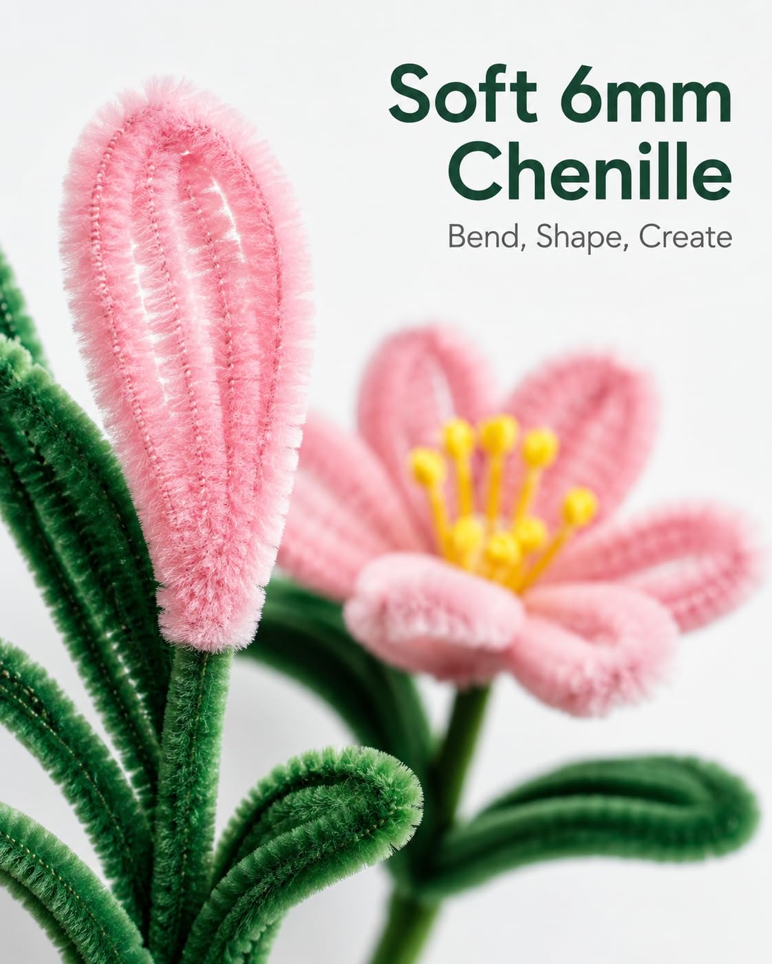 Anpyxun Pipe Cleaner Flower Kit for Adults, DIY Flower Bouquet Kit with Step-by-Step Video Tutorials, 600PCS Flower Craft Set for Beginners, Handmade Forever Flower Bouquet Making Supplies