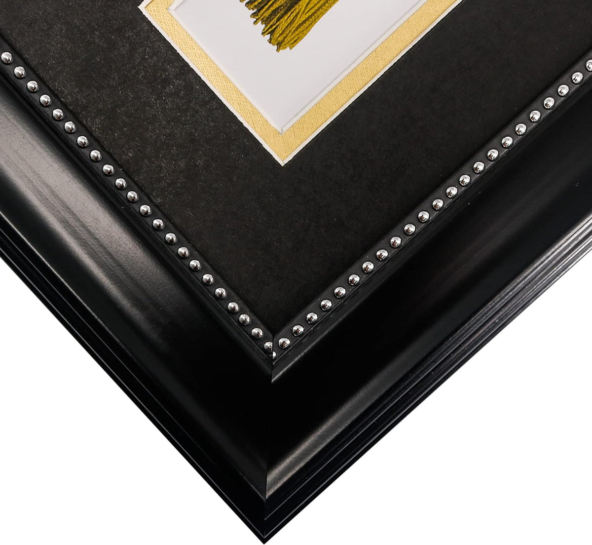 GraduationMall 11x22 Black Diploma Frame with Tassel Holder and Picture for 8.5x11 Certificate 5x7 Photo,Real Glass,Black over Gold Mat